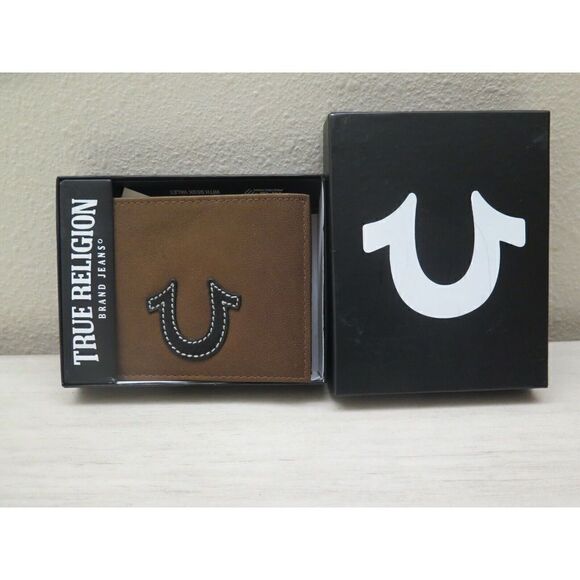 True Religion WESTON Men's Leather Brown Bifold Wallet TR201126 RFID $50 - Picture 1 of 8
